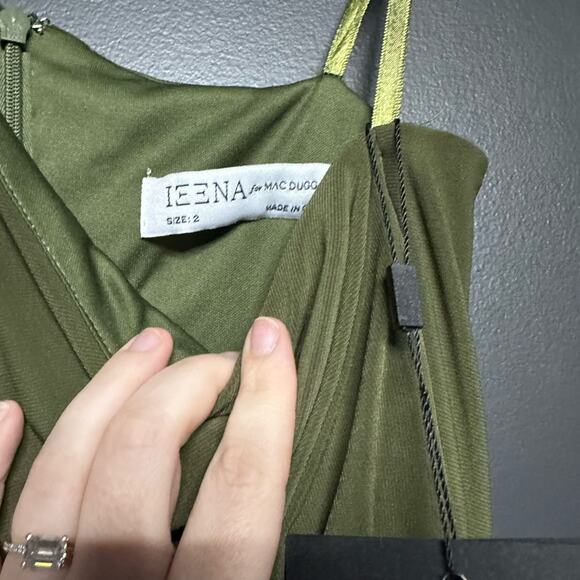 NWT Mac Duggal One Sleeve Beaded Cuff Side Twist Gown Olive 6 55696 - Picture 6 of 7